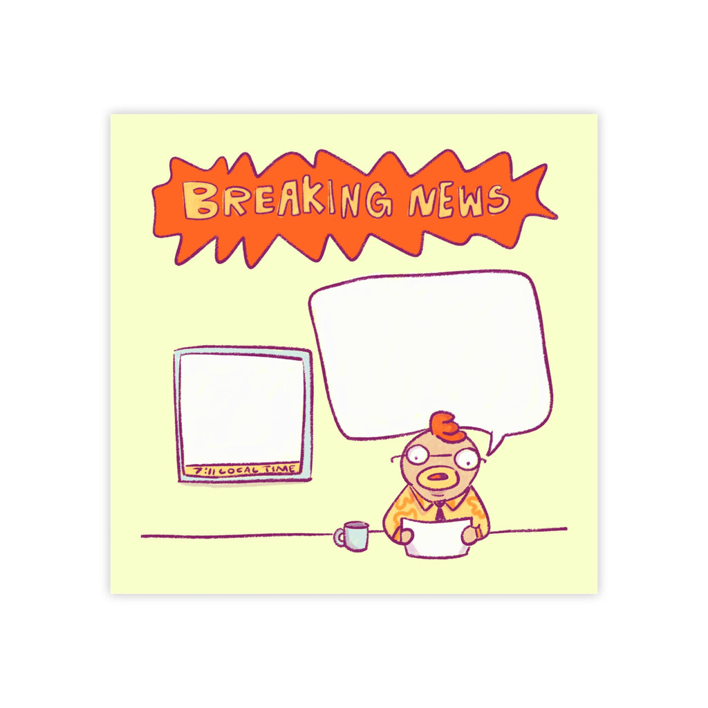 "Breaking News" Cartoon Anchor Sticky Notes