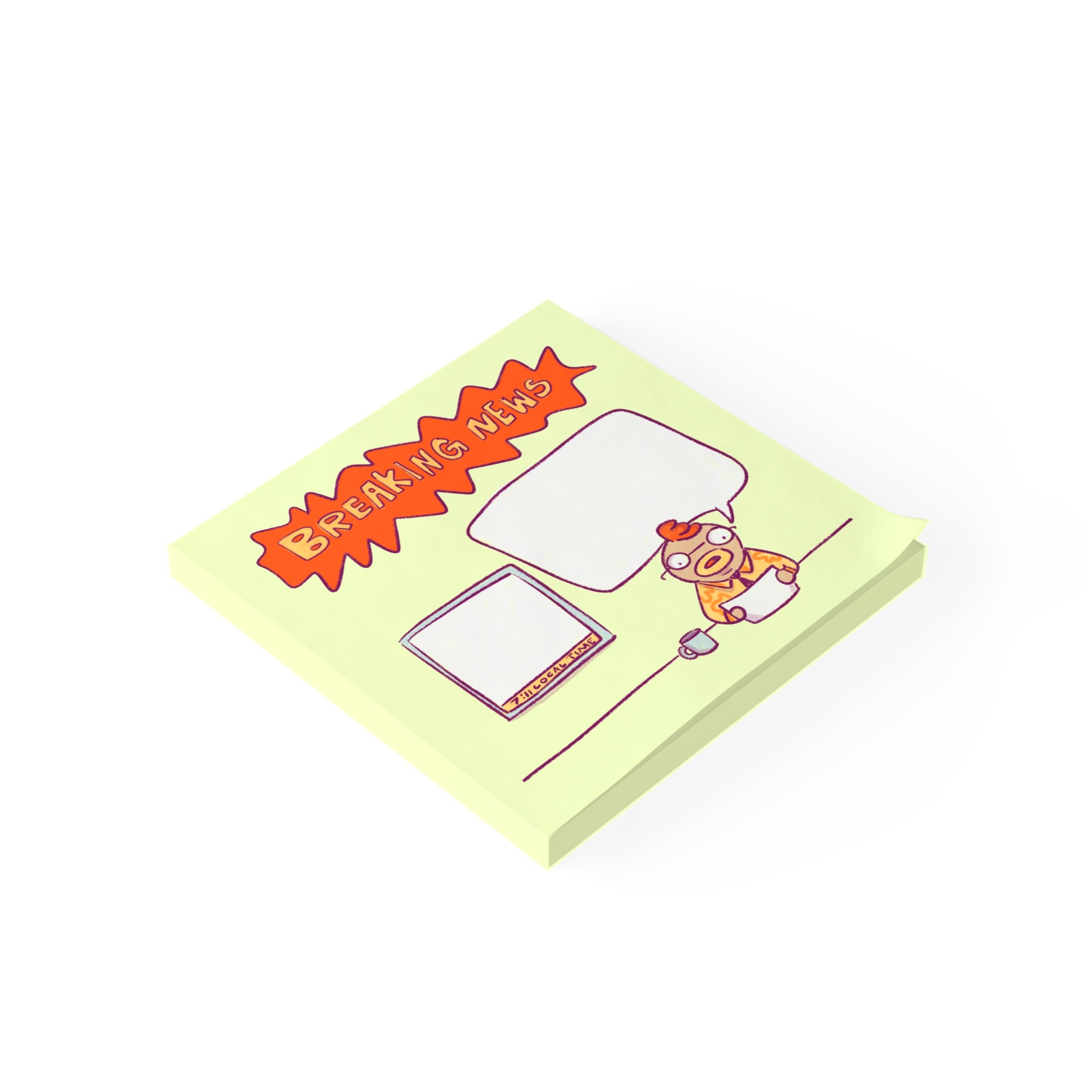 "Breaking News" Cartoon Anchor Sticky Notes