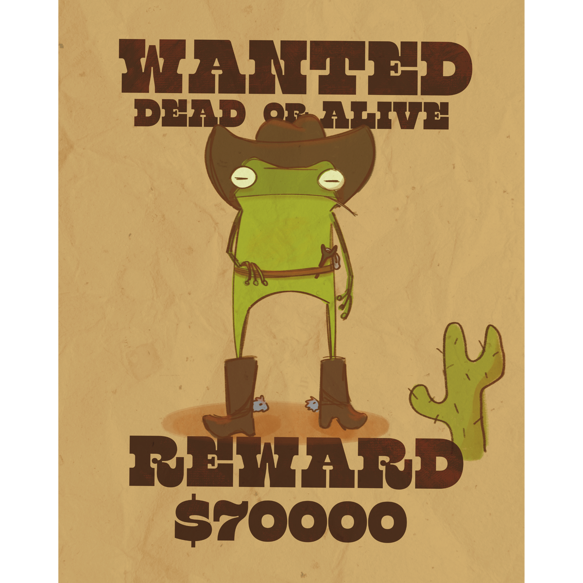 Froggy Western Wanted Poster