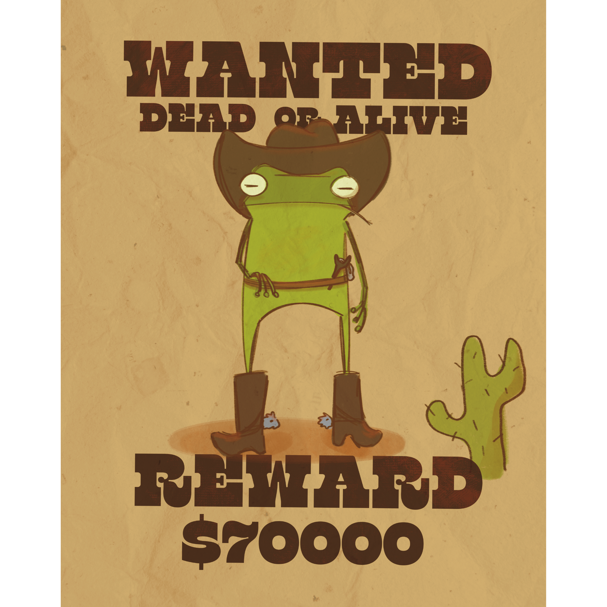 Froggy Western Wanted Poster