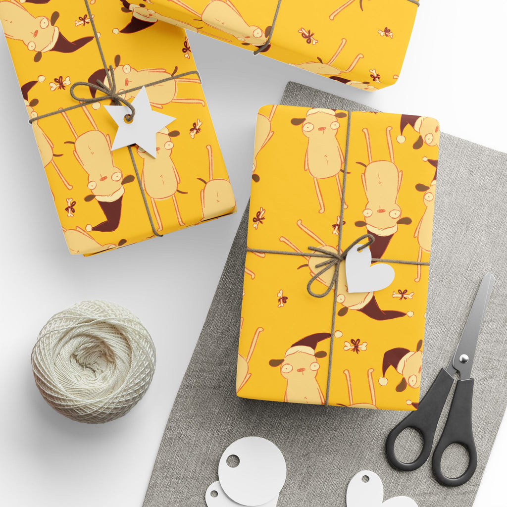 Best Doggone Holiday Wrapping Paper in Yellow