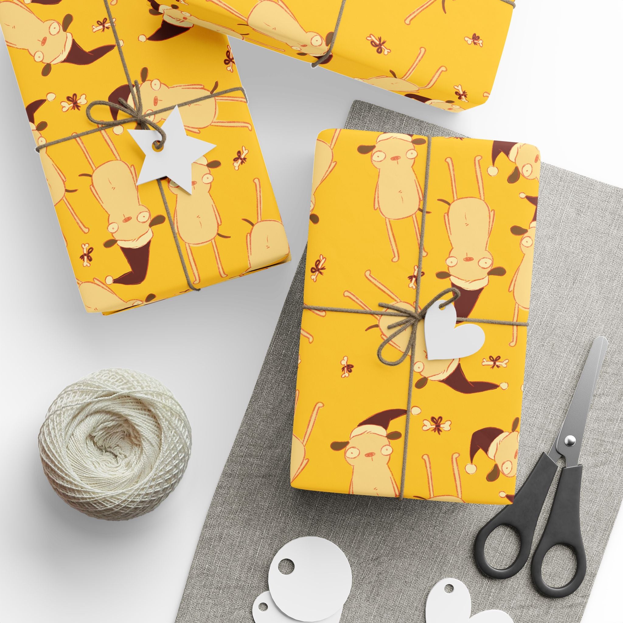 Best Doggone Holiday Wrapping Paper in Yellow