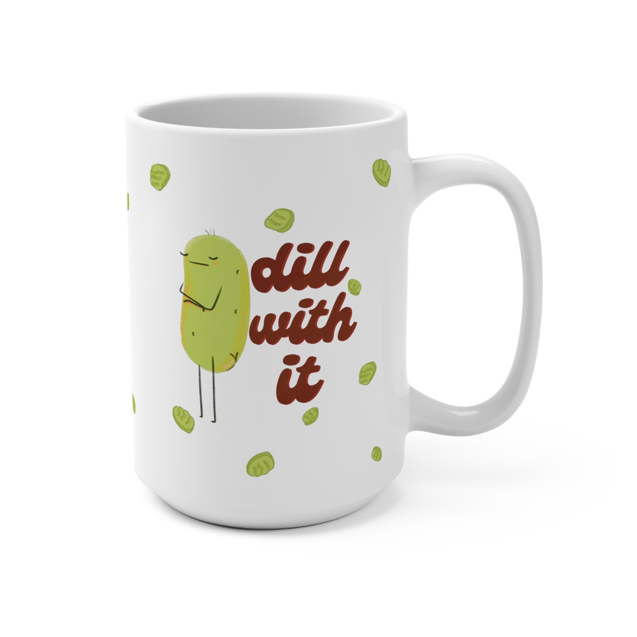 Vintage Pickle Mug Ceramic "dill with it" pun