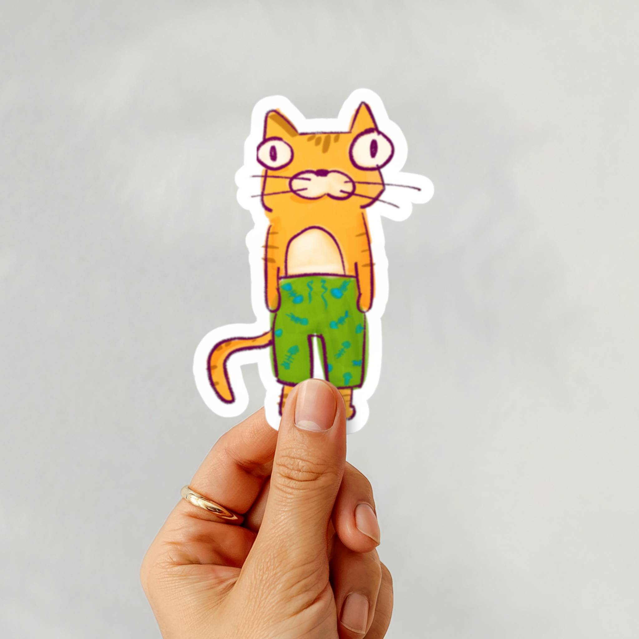 Board Shorts Cat Vinyl Sticker