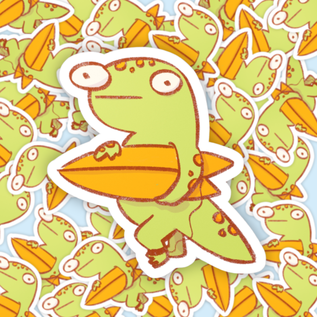 Surf Gecko Sticker