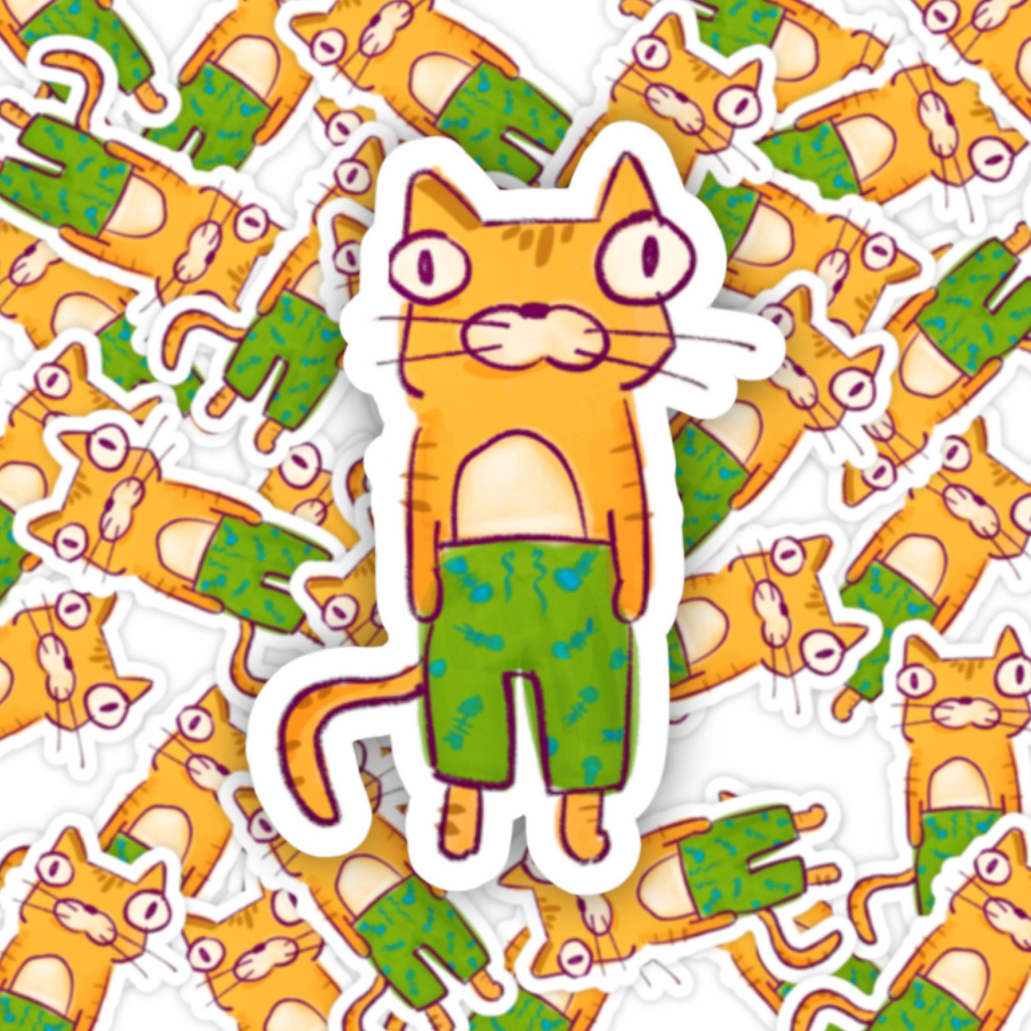 Board Shorts Cat Vinyl Sticker
