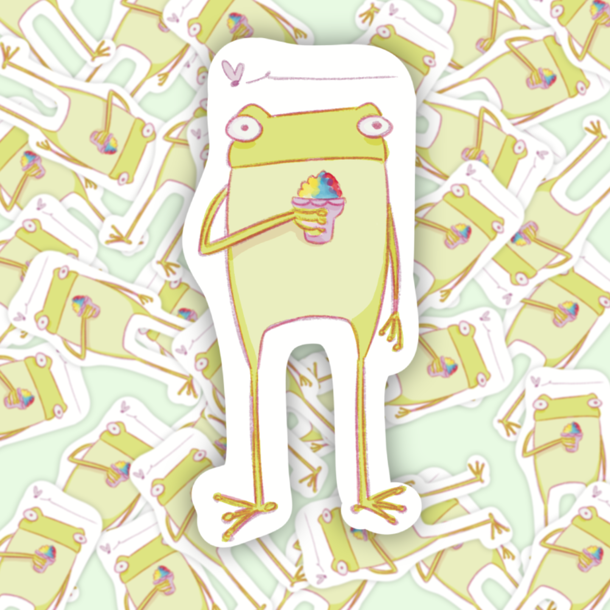 Shave Ice Frog Vinyl Sticker