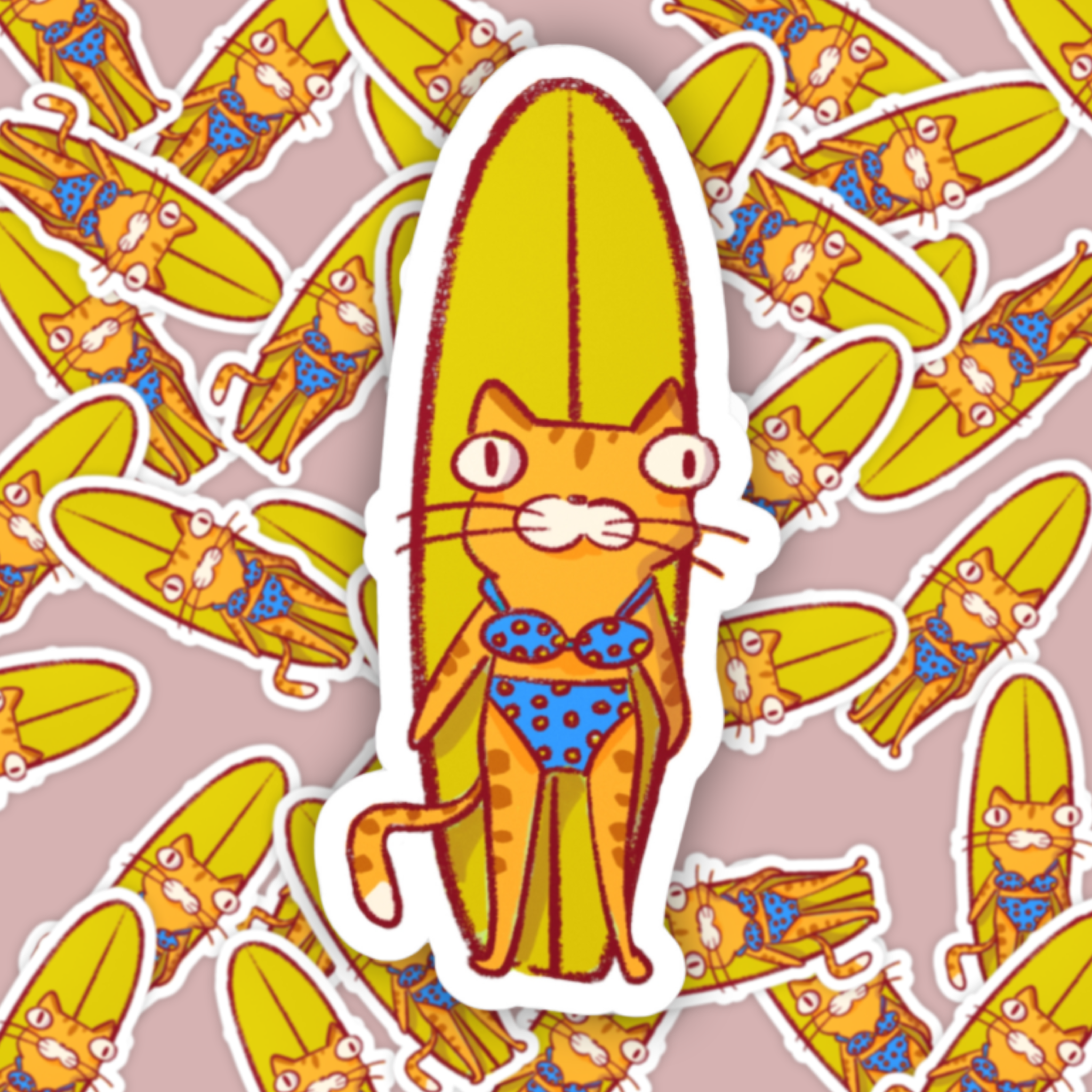 Surf Kitty Sticker