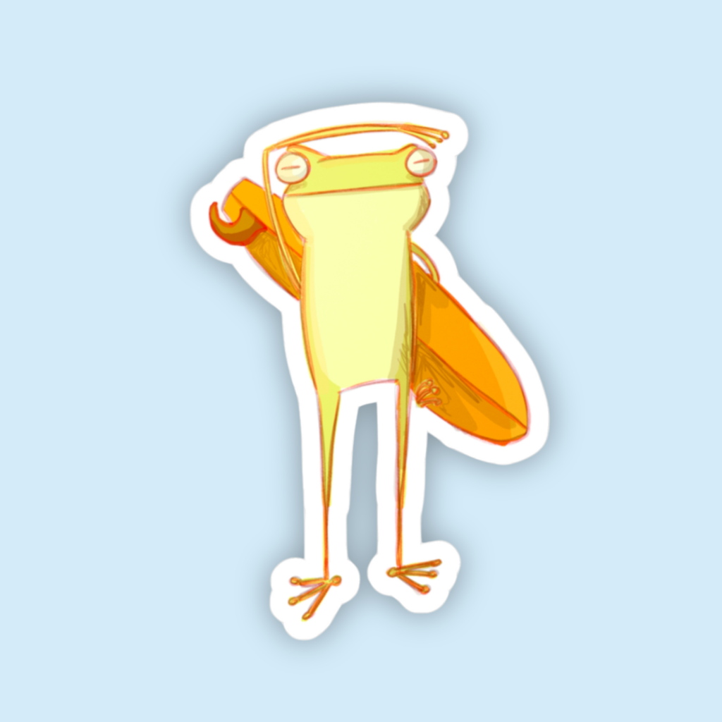 Surf Check Frog Sticker