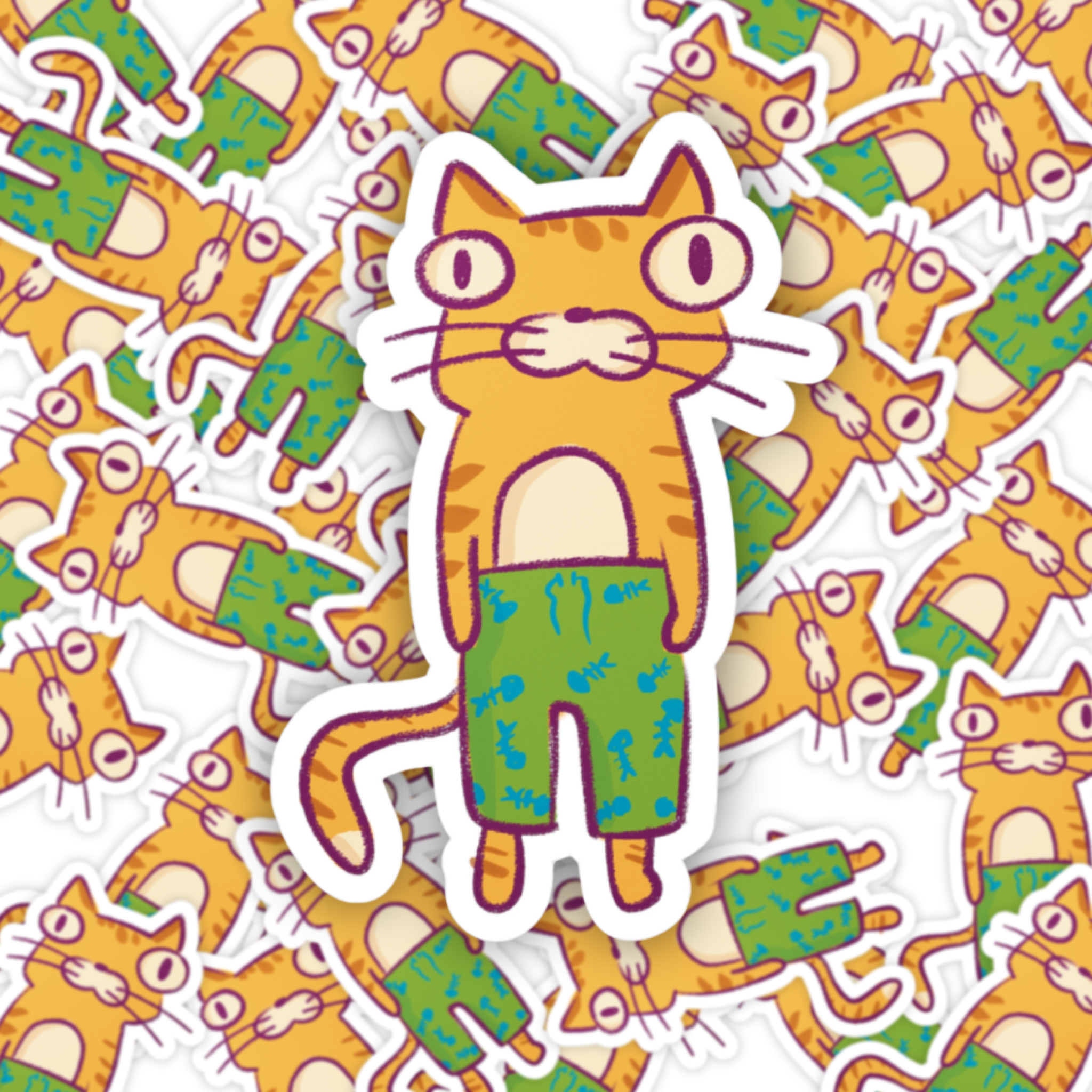 Board Shorts Cat Sticker