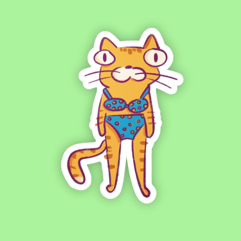 Bikini Cat Sticker