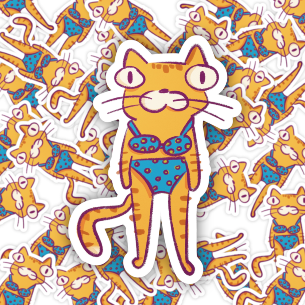 Bikini Cat Sticker