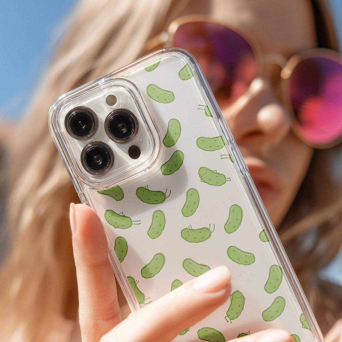 Pickle Pattern Clear Phone Case