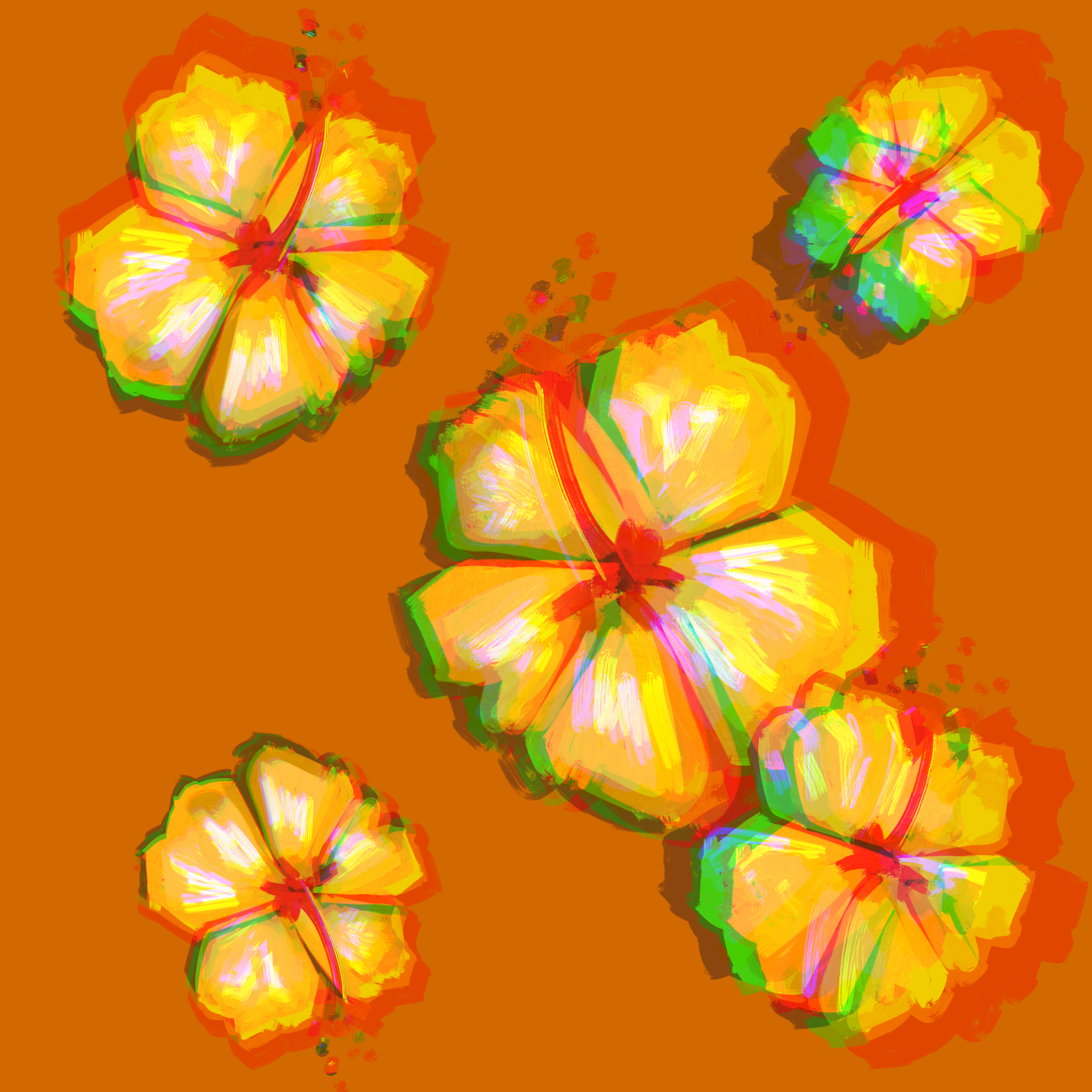 Colorful flower pattern on an orange background 