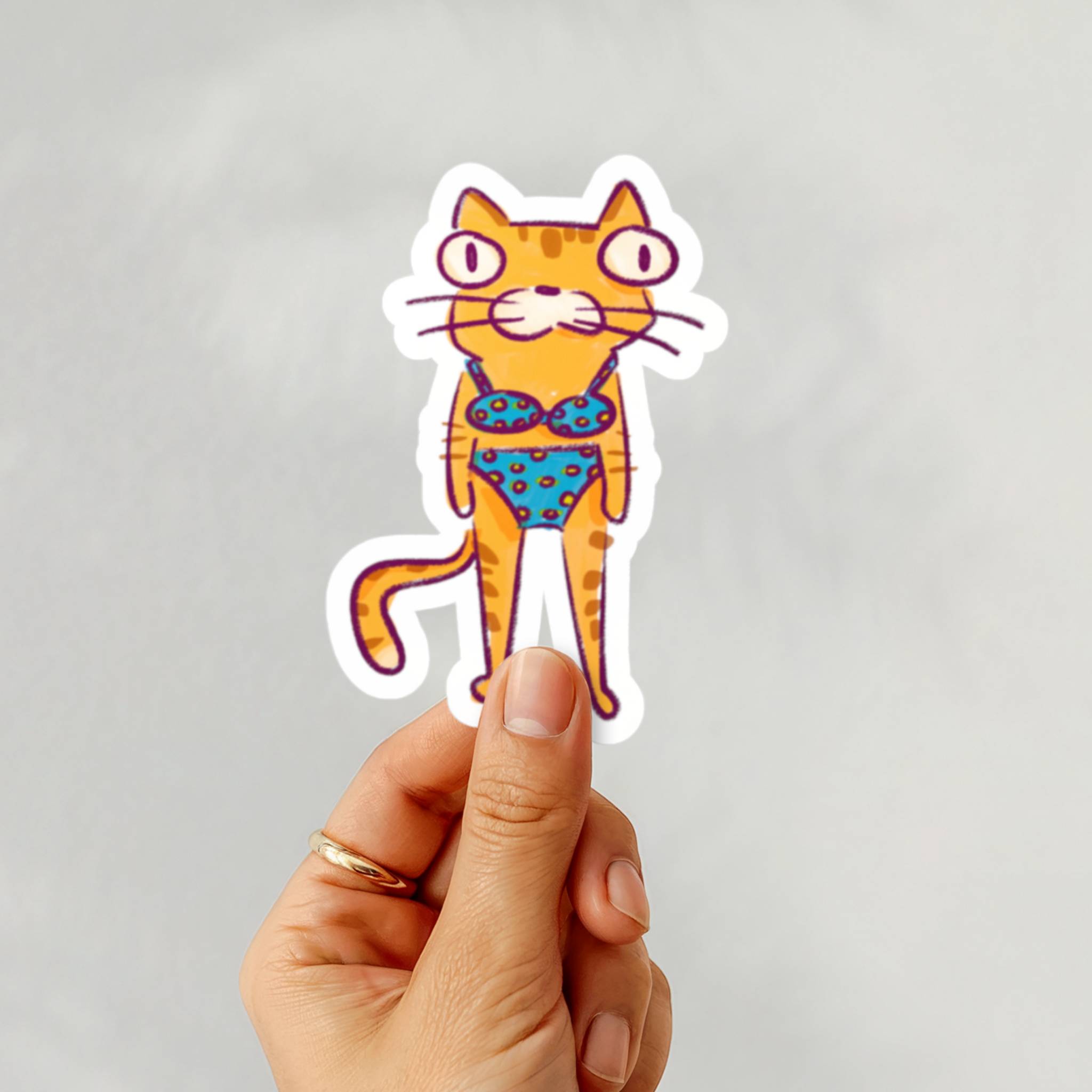 Bikini Cat Vinyl Sticker
