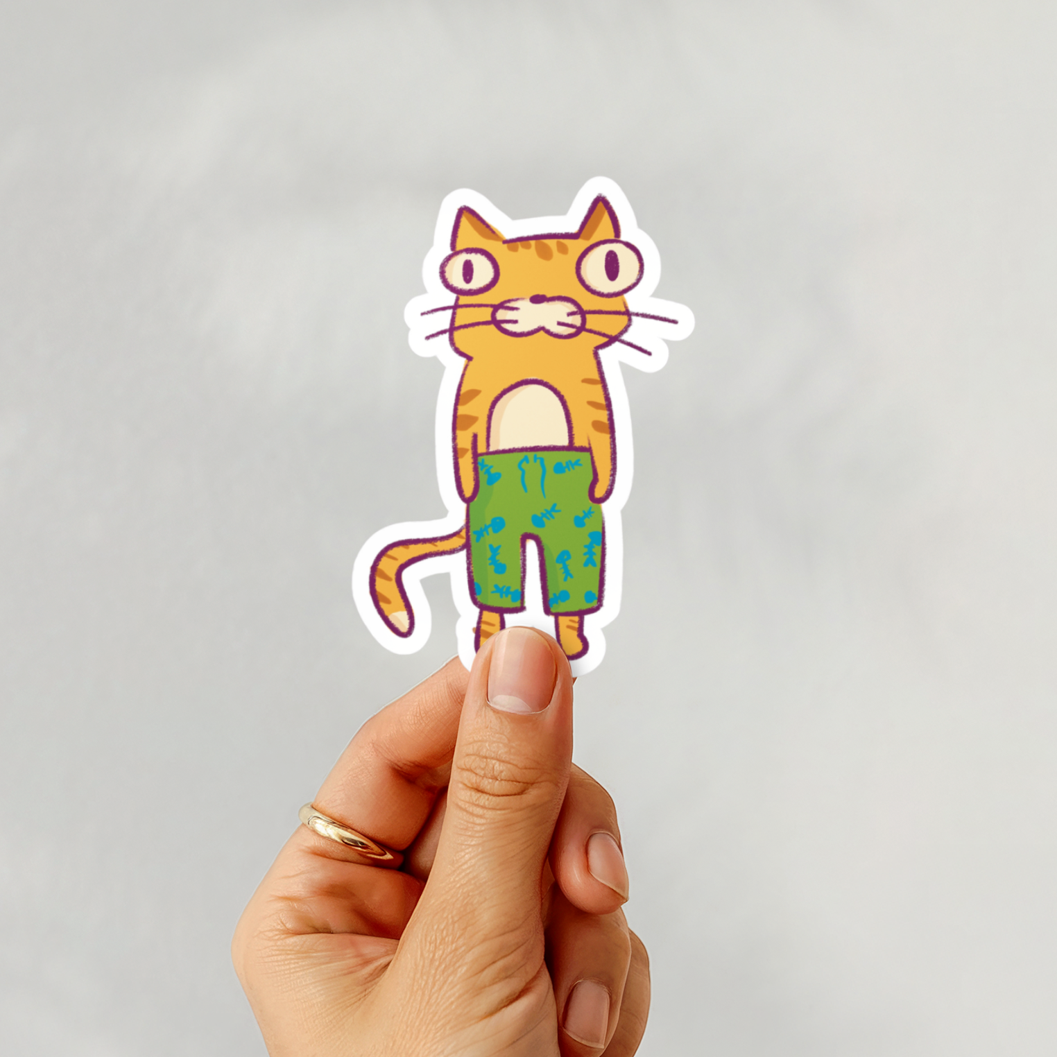 Board Shorts Cat Sticker