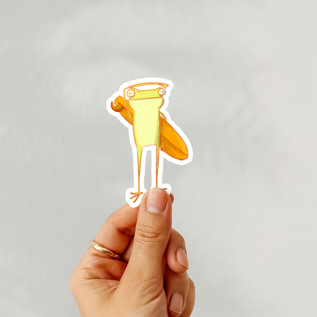 Surf Check Frog Sticker