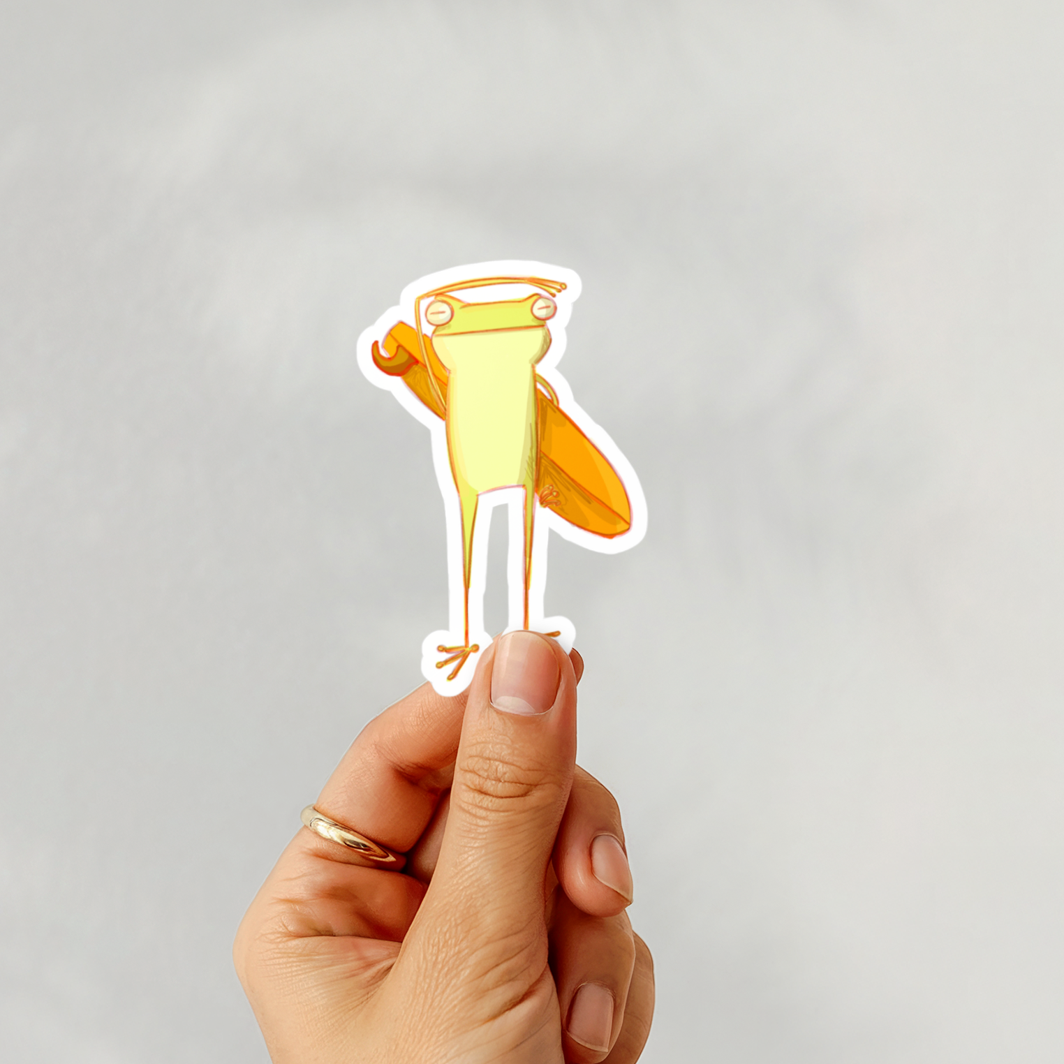 Surf Check Frog Sticker